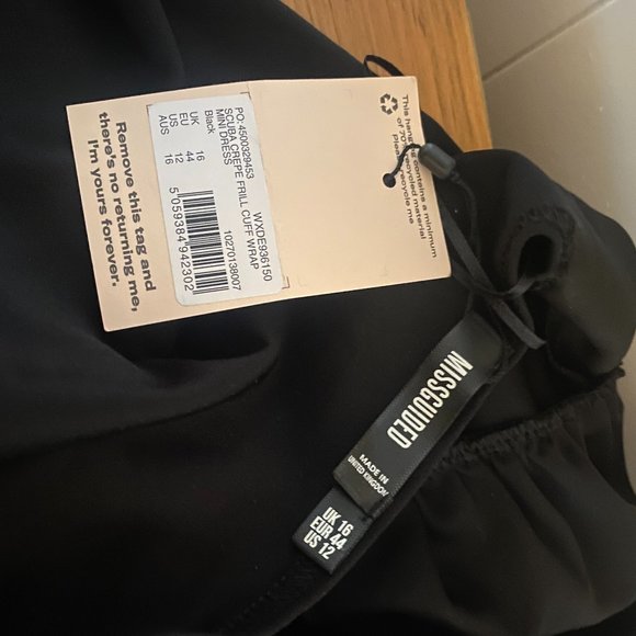 Missguided scuba crepe frill cuff wrap mini dress in black - Picture 4 of 6